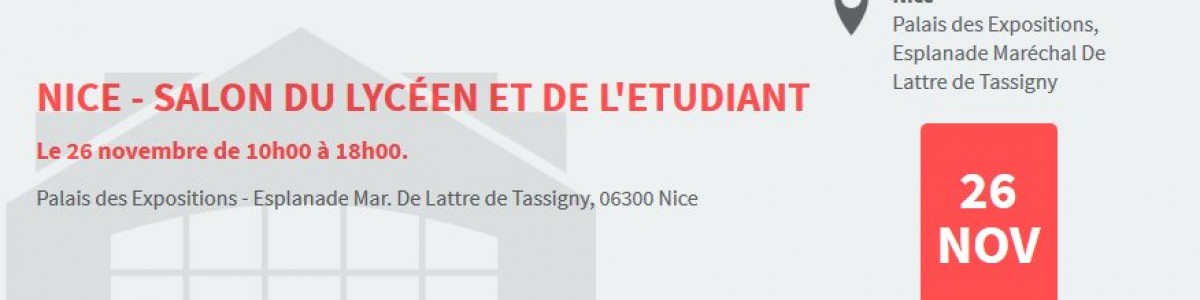26 novembre 2016 à Nice : Salon du Lycéen et de l’Étudiant